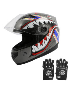 Casco Integral TCMT para Niños Motocross Tiburón Azul