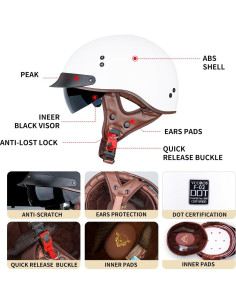 Casco de motocicleta VCOROS F-07 Blanco XXL con visera solar 2