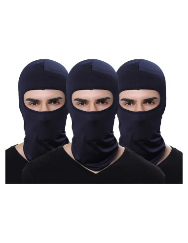 Paquete de 3 Pasamontañas Balaclava Unisex Azul Oscuro