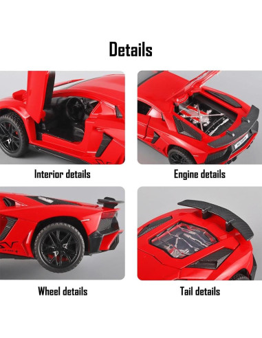 Coche Juguete Diecast Lambo Aventador LP750-4 1:32 Rojo