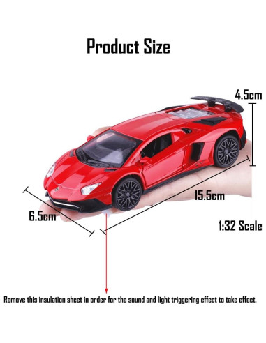 Coche Juguete Diecast Lambo Aventador LP750-4 1:32 Rojo