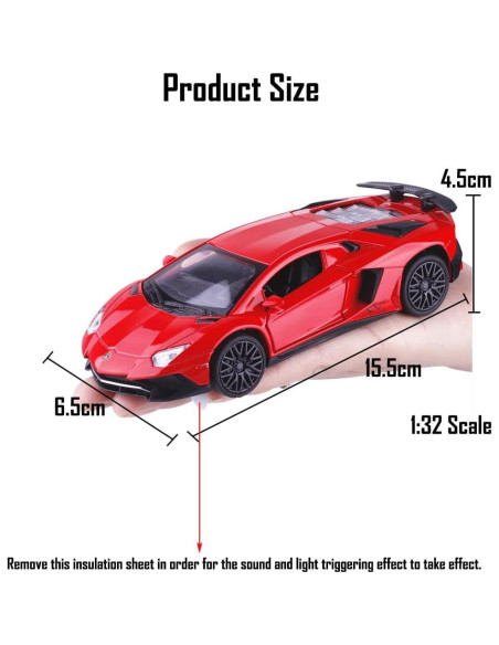 Coche Juguete Diecast Lambo Aventador LP750-4 1:32 Rojo