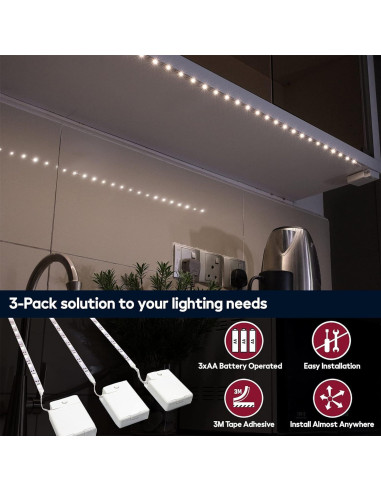 Luces de tira LED BestLuz 1.01m 3 paquetes blanco neutro 4000K