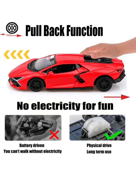 Coche de Juguete Lamborghini Revuelto Escala 1/36 Rojo