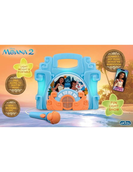 eKids Boombox Karaoke Disney Moana con Micrófono 22.86 cm
