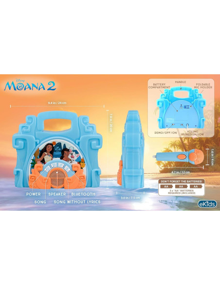 eKids Boombox Karaoke Disney Moana con Micrófono 22.86 cm