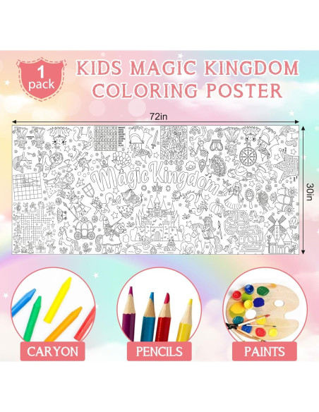 Póster para Colorear Gigante Zachely 76x183 cm Reino Mágico