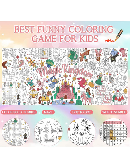 Póster para Colorear Gigante Zachely 76x183 cm Reino Mágico