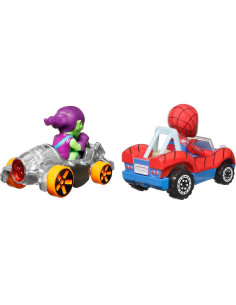 Hot Wheels RacerVerse Set 2 Vehículos Metal Spider-Man Duende Verde 2