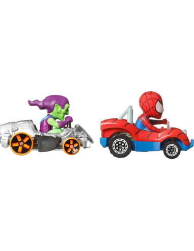 Hot Wheels RacerVerse Set 2 Vehículos Metal Spider-Man Duende Verde