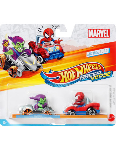 Hot Wheels RacerVerse Set 2 Vehículos Metal Spider-Man Duende Verde