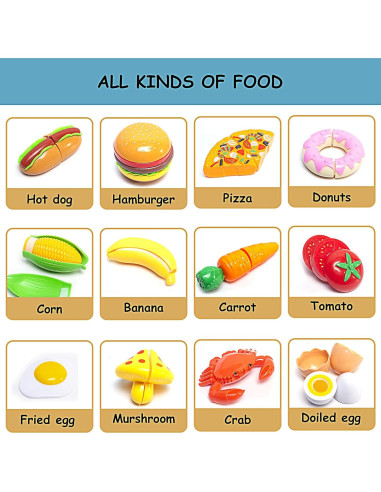 Juego de Cocina para Niños GJOF2YK 72 Piezas Utensilios