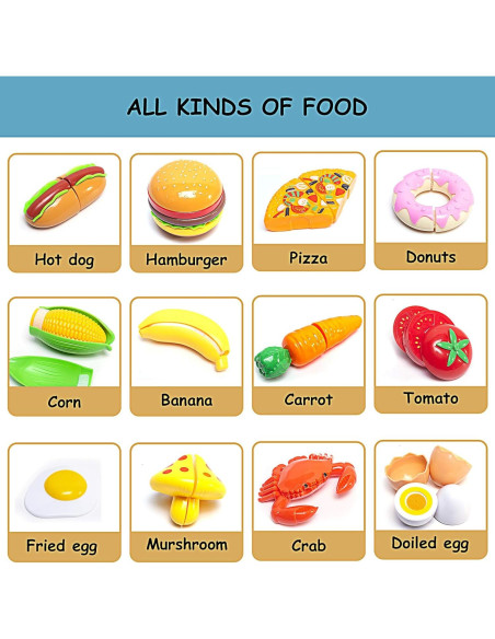 Juego de Cocina para Niños GJOF2YK 72 Piezas Utensilios