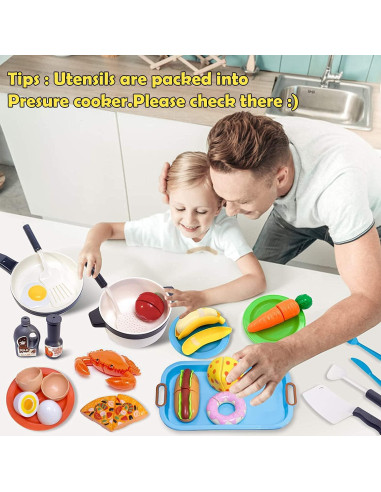 Juego de Cocina para Niños GJOF2YK 72 Piezas Utensilios