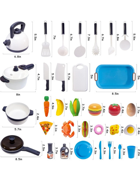 Juego de Cocina para Niños GJOF2YK 72 Piezas Utensilios