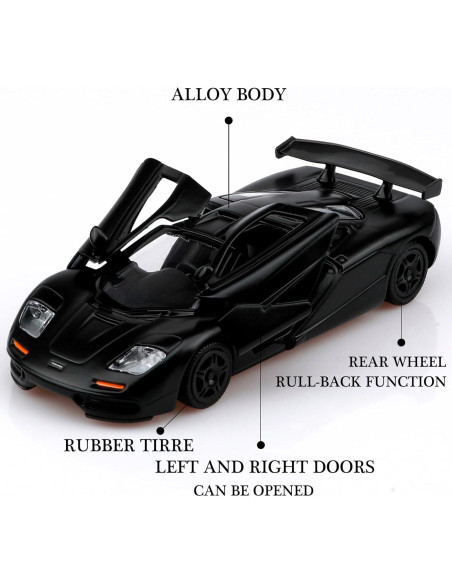 Coche de Diecast McLaren F1 TOKAXI 1/36 Retroceso Negro