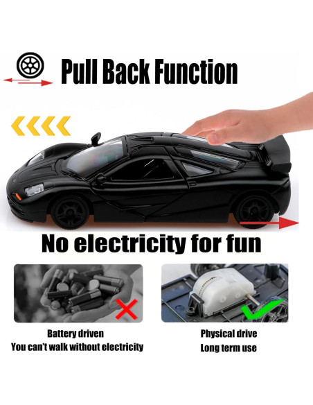 Coche de Diecast McLaren F1 TOKAXI 1/36 Retroceso Negro