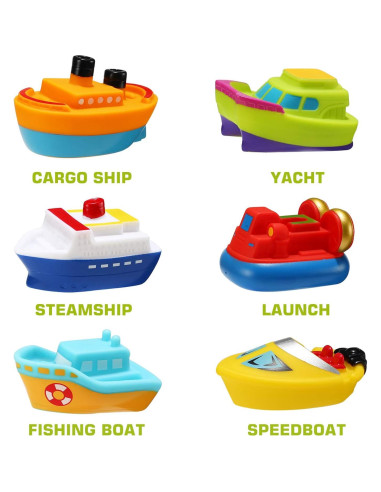 Set de 6 Barcos Flotantes de Goma Yeonha Toys con Luz