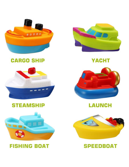 Set de 6 Barcos Flotantes de Goma Yeonha Toys con Luz