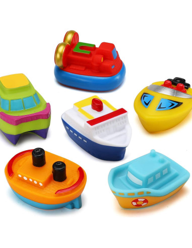 Set de 6 Barcos Flotantes de Goma Yeonha Toys con Luz