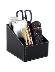 Organizador de Escritorio RHCSZ de Cuero PU Negro con 3 Divisiones