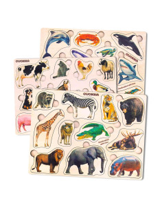 Rompecabezas de Madera QUOKKA para Niños 1-5 Años - 3 Piezas