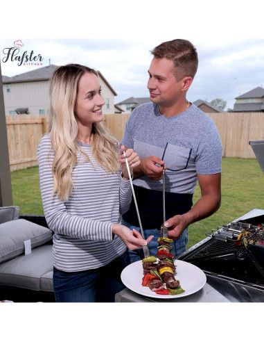 Pinchos de BBQ Flafster Kitchen Acero Inoxidable 40 cm Set 8