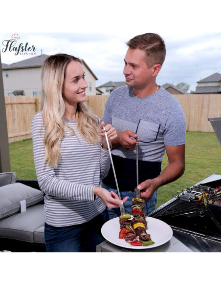 Pinchos de BBQ Flafster Kitchen Acero Inoxidable 40 cm Set 8