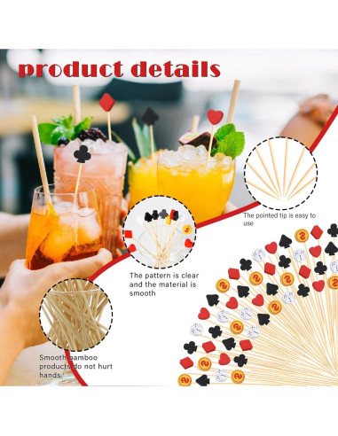 Palillos de cóctel Casino 100 unidades Dados de Póker