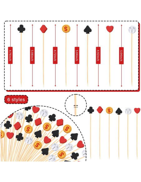 Palillos de cóctel Casino 100 unidades Dados de Póker