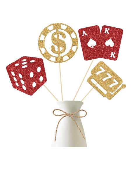 12 Palos de Centro de Mesa LANKBACK Rojo y Dorado Fiesta