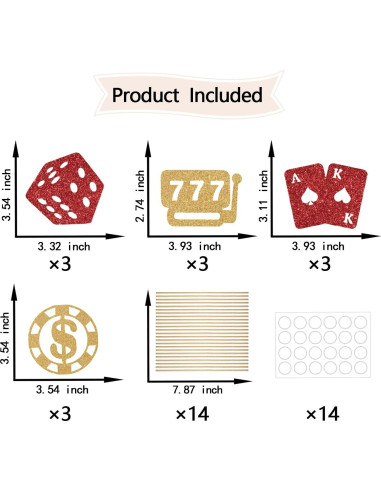 12 Palos de Centro de Mesa LANKBACK Rojo y Dorado Fiesta