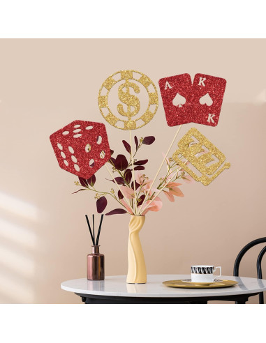 12 Palos de Centro de Mesa LANKBACK Rojo y Dorado Fiesta