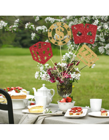 12 Palos de Centro de Mesa LANKBACK Rojo y Dorado Fiesta