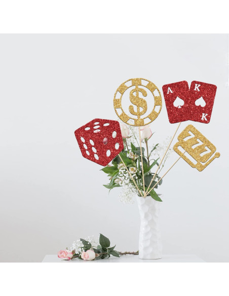 12 Palos de Centro de Mesa LANKBACK Rojo y Dorado Fiesta