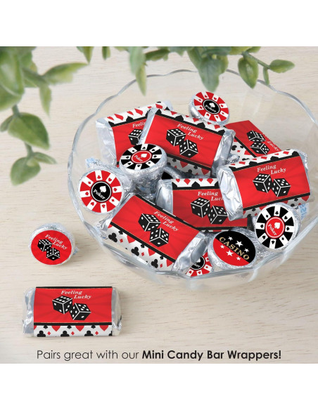 Etiquetas de Caramelo Redondas Big Dot Las Vegas - 324 Pzas