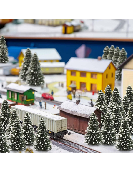 Evemodel 50PCS Árboles de Cedro con Nieve 52mm para Diorama