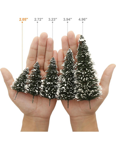 Evemodel 50PCS Árboles de Cedro con Nieve 52mm para Diorama