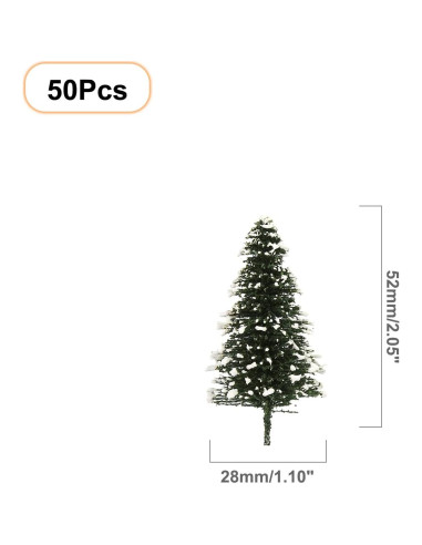 Evemodel 50PCS Árboles de Cedro con Nieve 52mm para Diorama