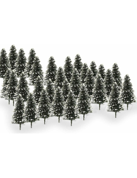 Evemodel 50PCS Árboles de Cedro con Nieve 52mm para Diorama