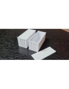 Contenedor de envío Znet3D escala HO 20' blanco - Juego de 2 2