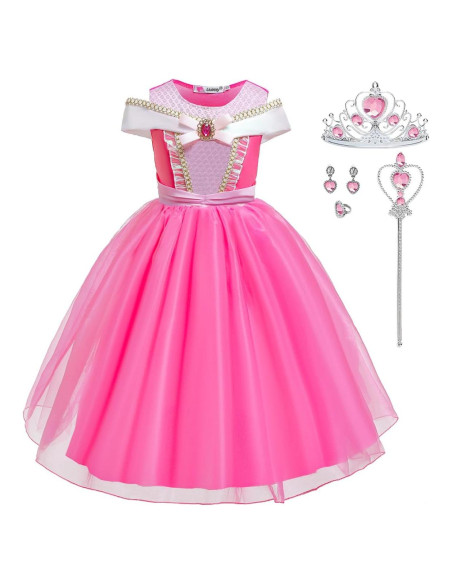 Disfraz de Princesa Rosa Luzlen para Niñas 2-8 Años