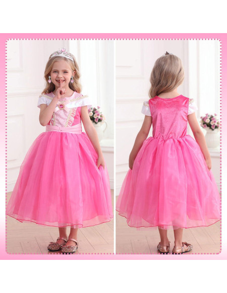 Disfraz de Princesa Rosa Luzlen para Niñas 2-8 Años