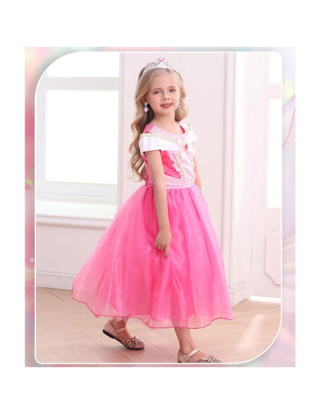 Disfraz de Princesa Rosa Luzlen para Niñas 2-8 Años