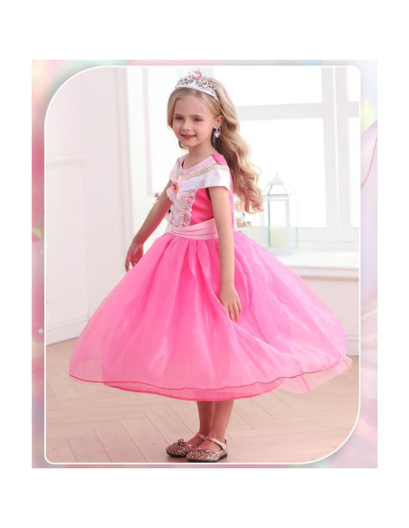 Disfraz de Princesa Rosa Luzlen para Niñas 2-8 Años