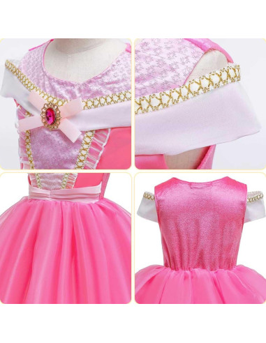 Disfraz de Princesa Rosa Luzlen para Niñas 2-8 Años