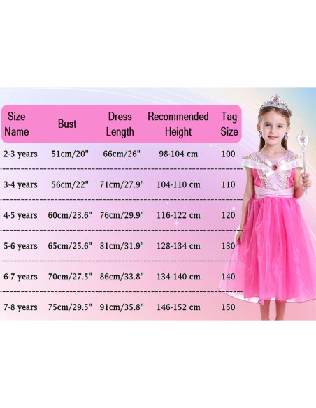 Disfraz de Princesa Rosa Luzlen para Niñas 2-8 Años