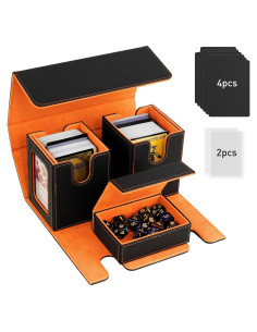 Caja de Deck TiMOVO para Commander 200+ Cartas Negro/Naranja