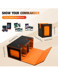 Caja de Deck TiMOVO para Commander 200+ Cartas Negro/Naranja 2