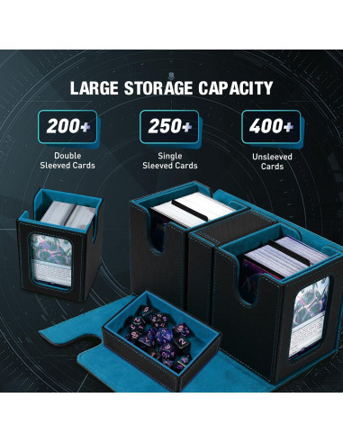 Caja de Deck TiMOVO para Commander 200+ Cartas Negro Cian